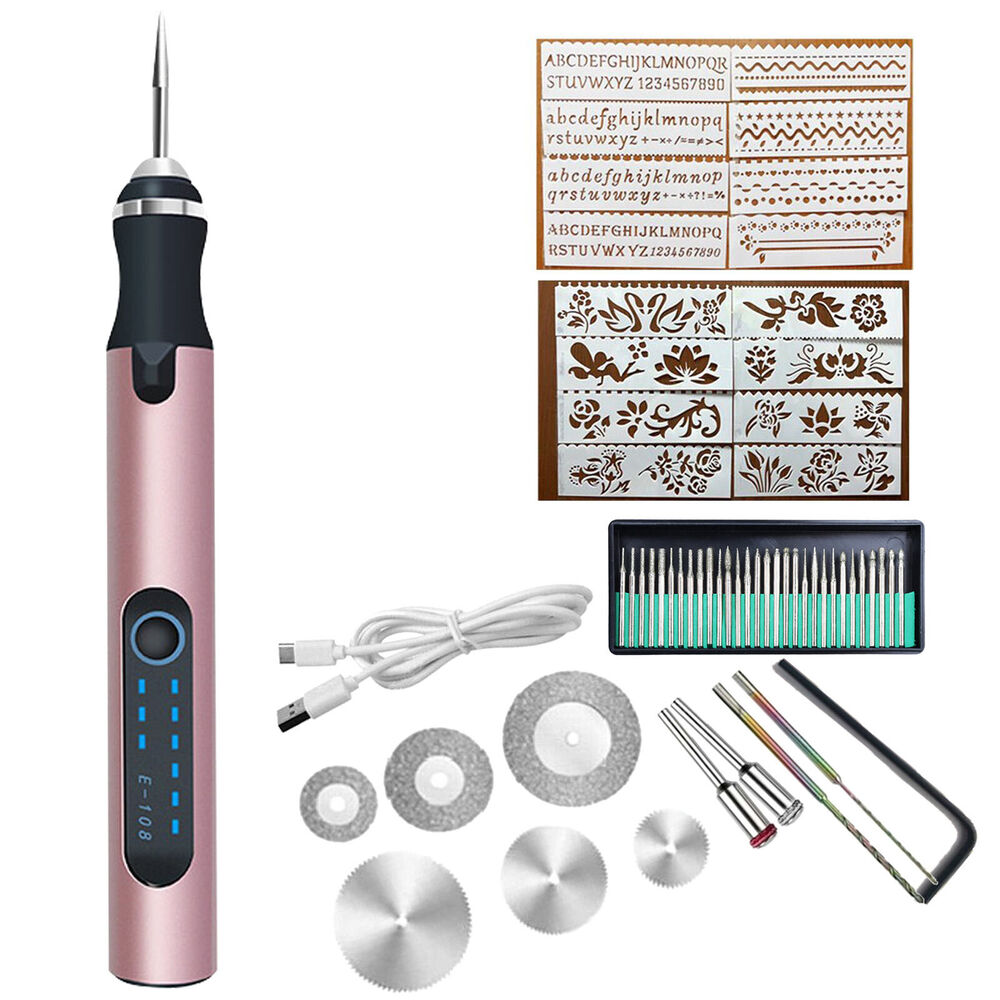 44pcs Electric Engraving Pen Cordless Carving Pen Rechargeable Micro Engraver Tool