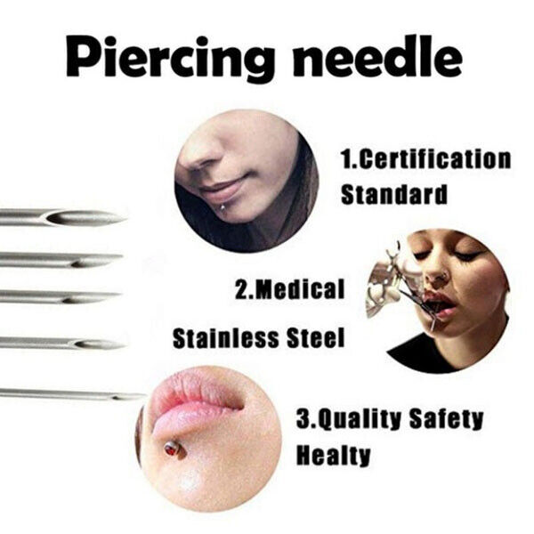 Disposable Piercing Needles Navel Nipple Ear Nose Lip Piercing Needles Kit Tool