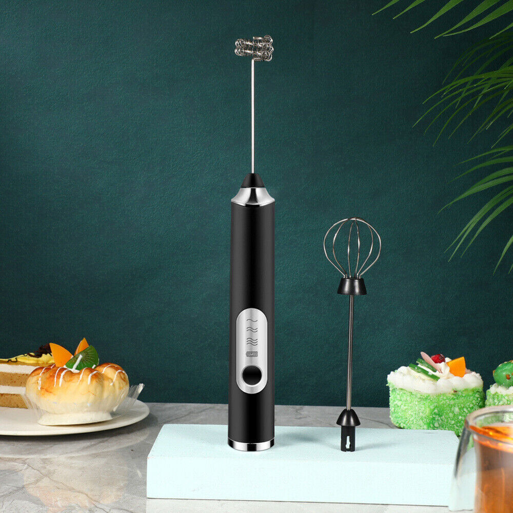 Handheld Milk Frother Electric Whisk USB Rechargeable Foam Maker 3 Speed Levels