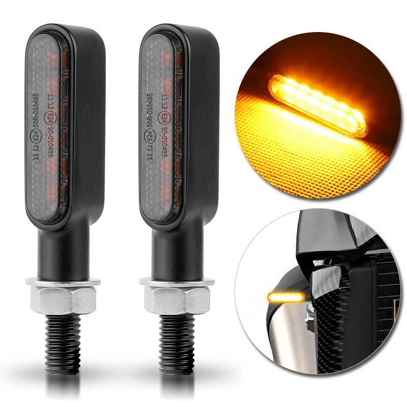 2x Mini Amber Motorcycle Indicators Motorbike 6 LED Turn Signal Blinkers Light