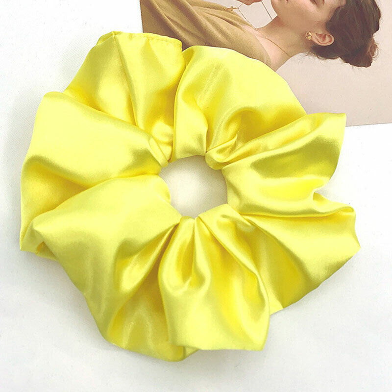 Oversized Elastic Silk Hair Band Ring Rope Tie Womens Simple Satin Scrunchies