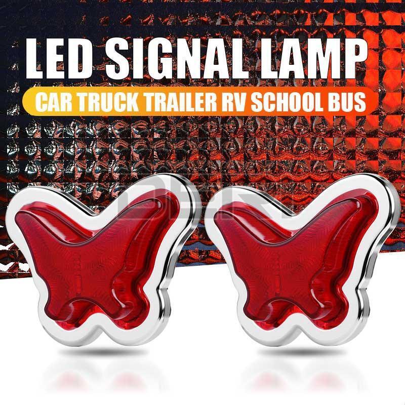 2x Red LED Side Clearance Marker Lights Truck Trailer Lamps 12V 24V New Design