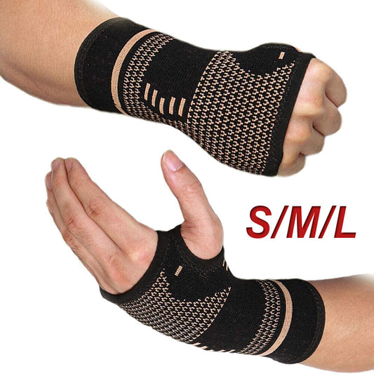 Copper Wrist Hand Brace Compression Glove Support Carpal Tunnel Sprain Arthritis
