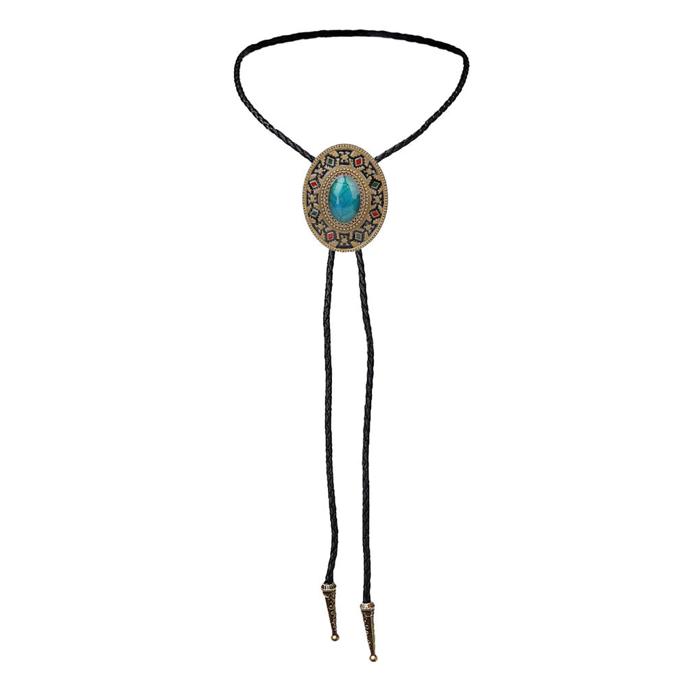 Western Cowboy Tie for Men Native American Bolo Tie Black Handmade Rodeo Texas