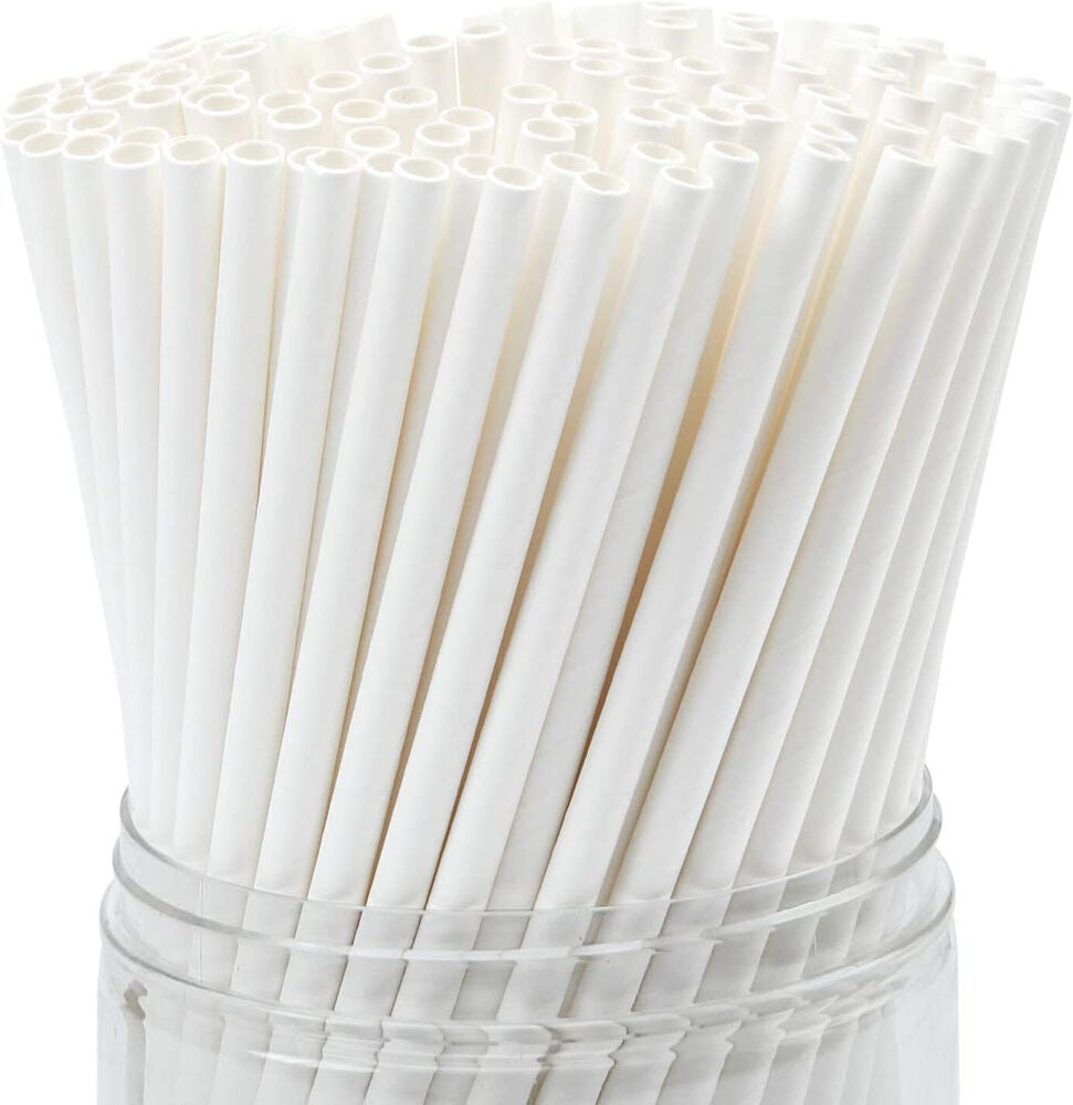 500pcs Paper Drinking Straws Disposable White Colourful Eco Catering Straw