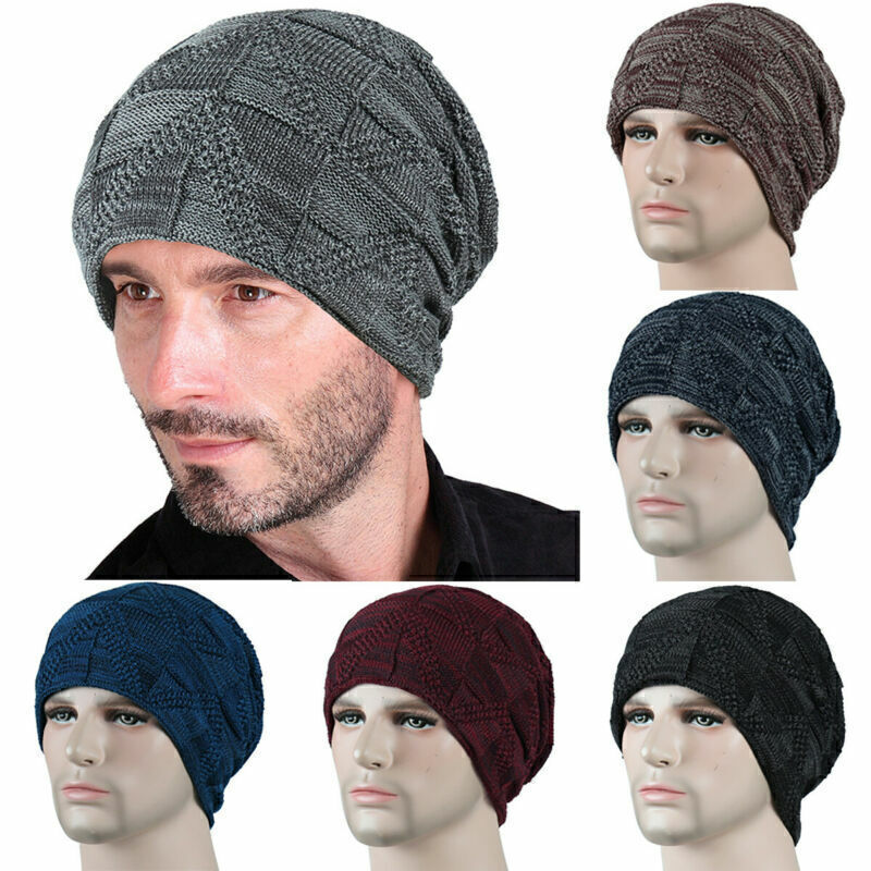 Winter Knitted Hat Men Women Warm Thick Beanie Fleece Ski Cap Outdoor Thermal