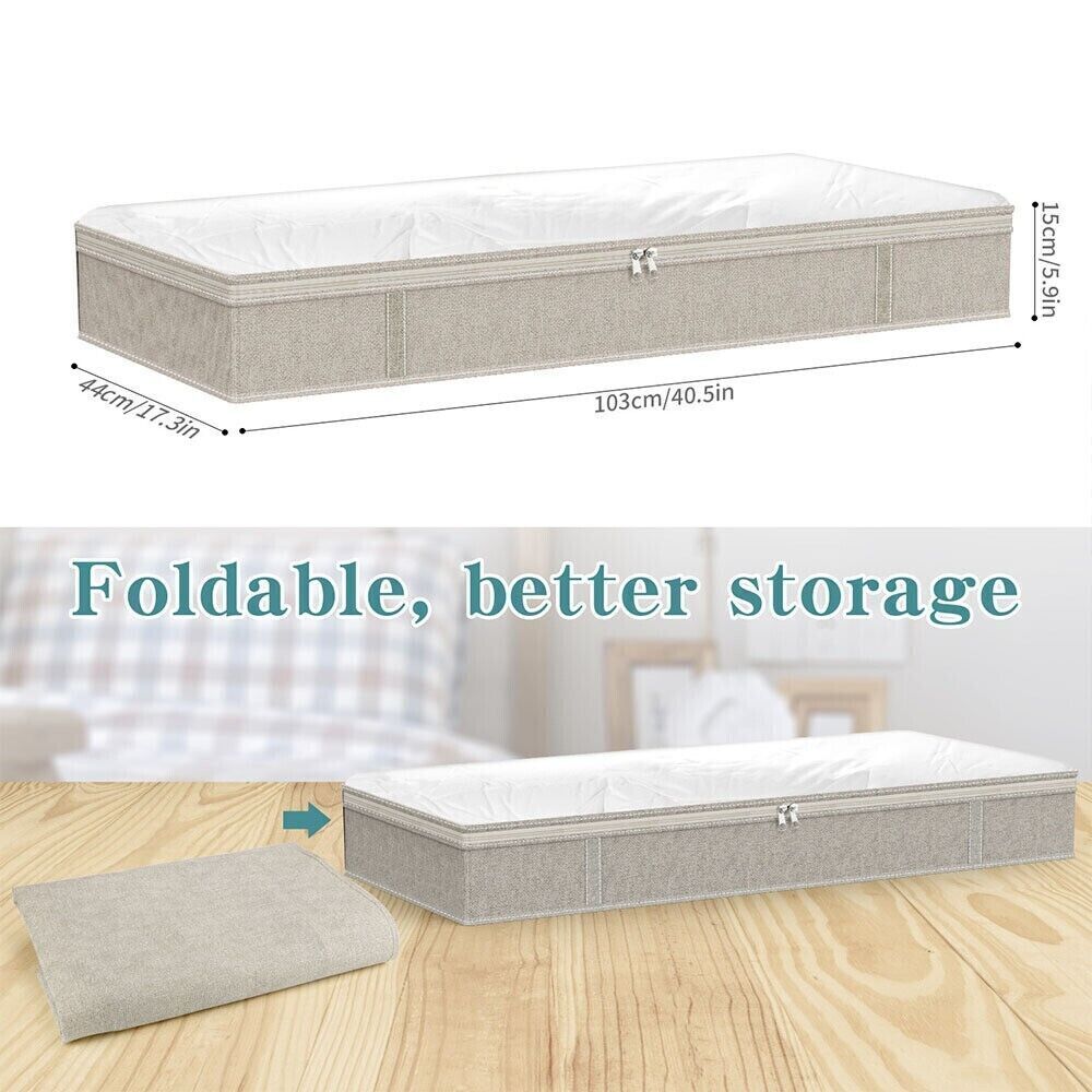 2x Removable Under-Bed Storage Box Large-Capacity Foldable Non-Woven Storage Box