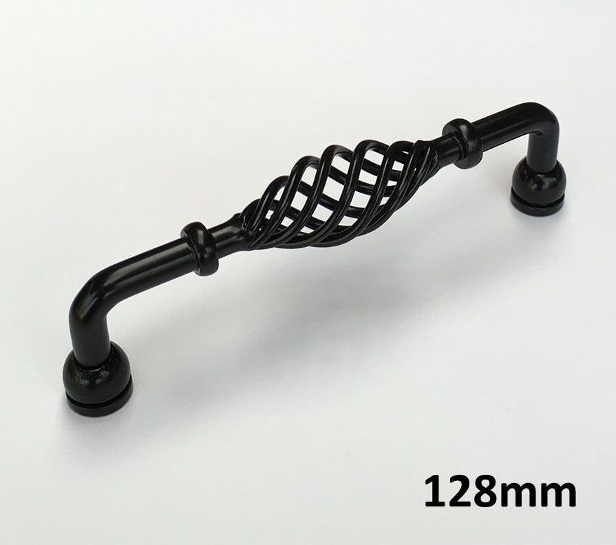 Provincial Birdcage Kitchen Cabinet Handles / Knobs Matt Black Cupboard Door