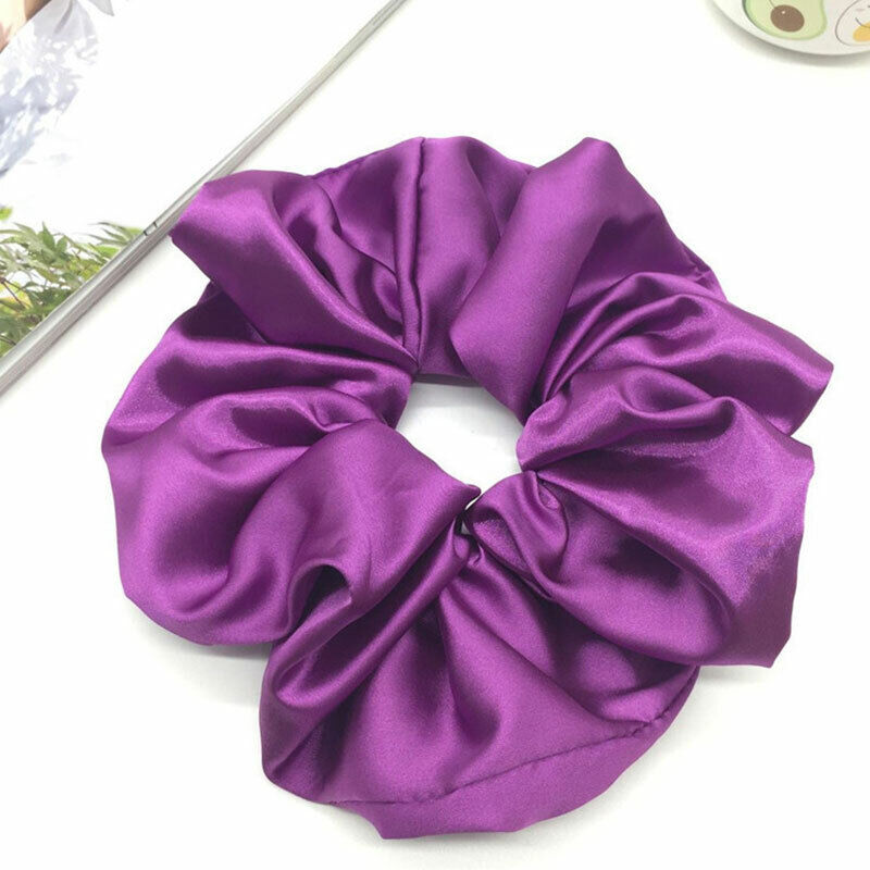 Oversized Elastic Silk Hair Band Ring Rope Tie Womens Simple Satin Scrunchies