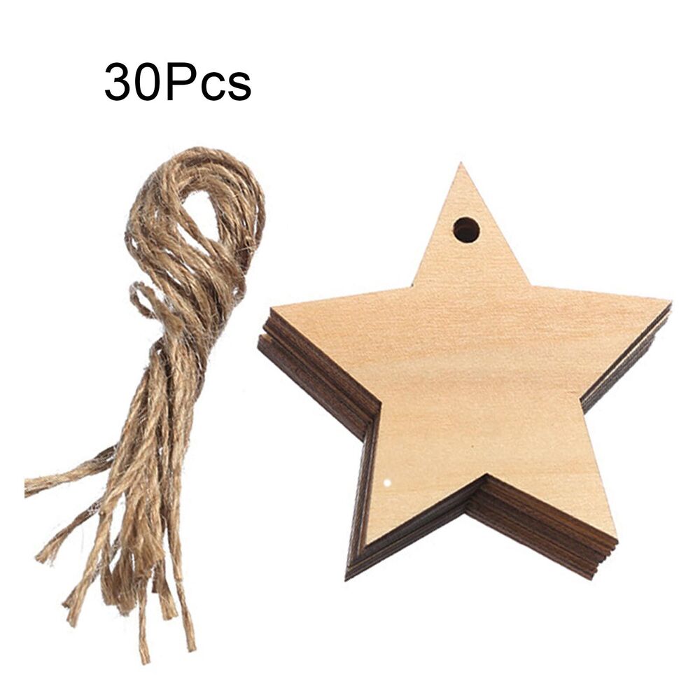 30x Wooden Bauble Blank Hanging Ornament Christmas Tree Pendant DIY Craft