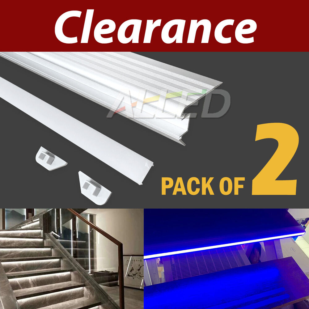 2x Slip Resistant Stair Extrusion 1M Aluminum Channel Bar Home Garden Square Steps