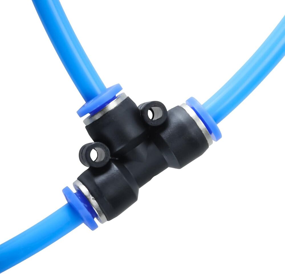 10M 6mm OD 4mm ID PU Air Hose Pipe Tube Blue with Connect Fitting Kit