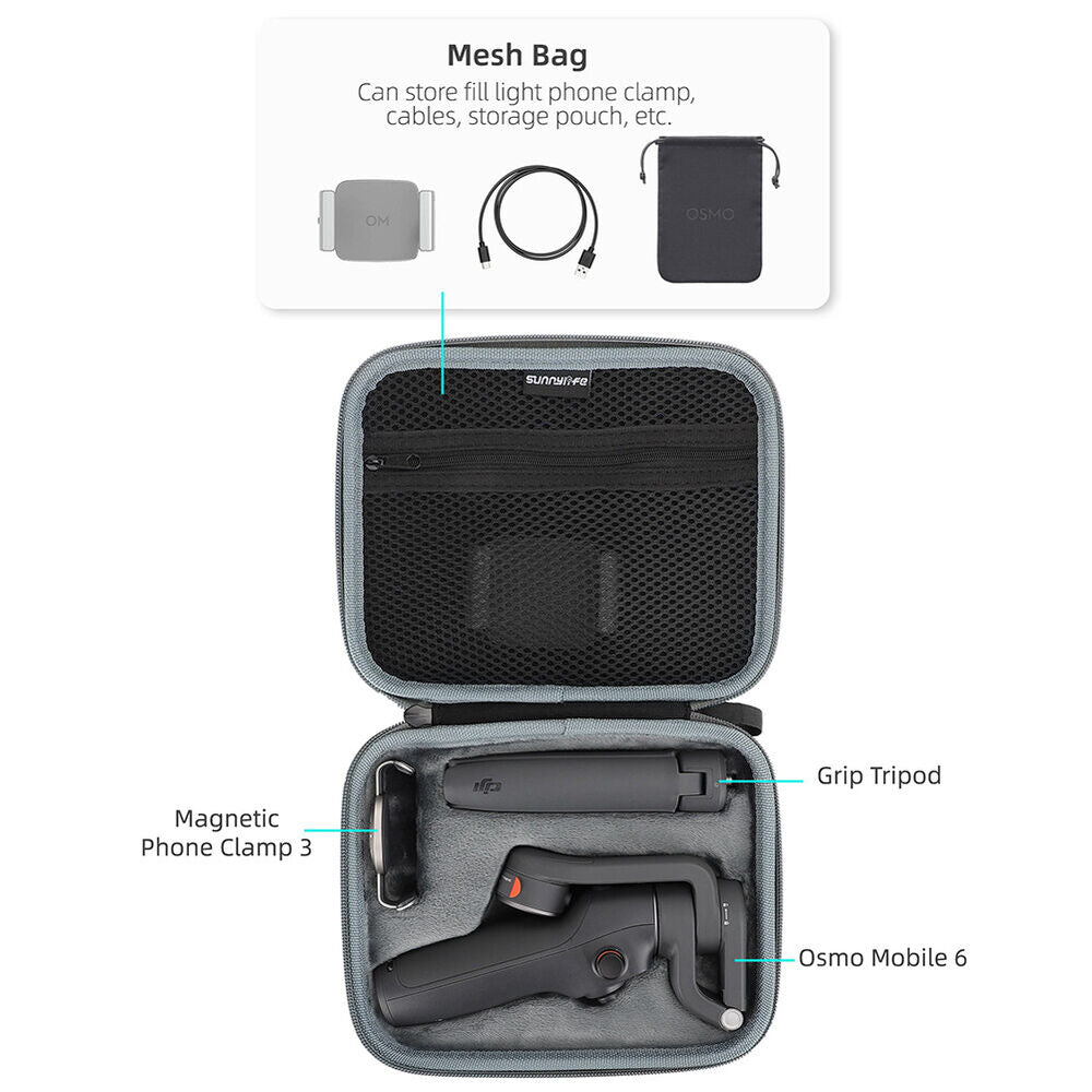 Hard Shell Carrying Case Large Capacity Protective Storage Bag for Osmo Mobile 6