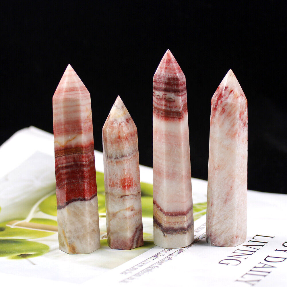 5~7cm Natural Rhodochrosite Quartz Obelisk Crystal Wand Point Healing