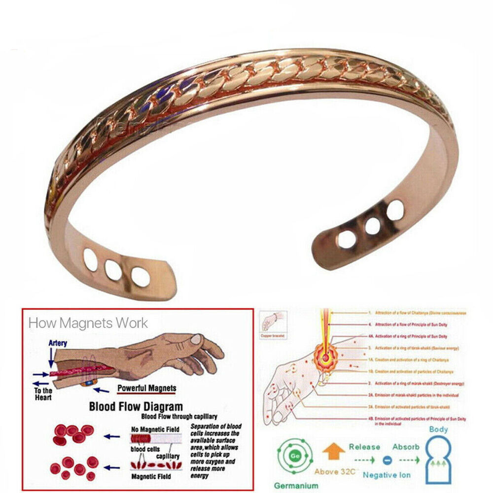 Unisex Pure Copper Magnetic Therapy Bracelet Arthritis Pain Relief Women Bangle