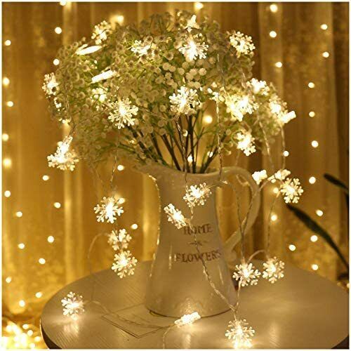 Snowflake Fairy Lights 40 LED Battery String Light for Outdoor Bedroom Christmas