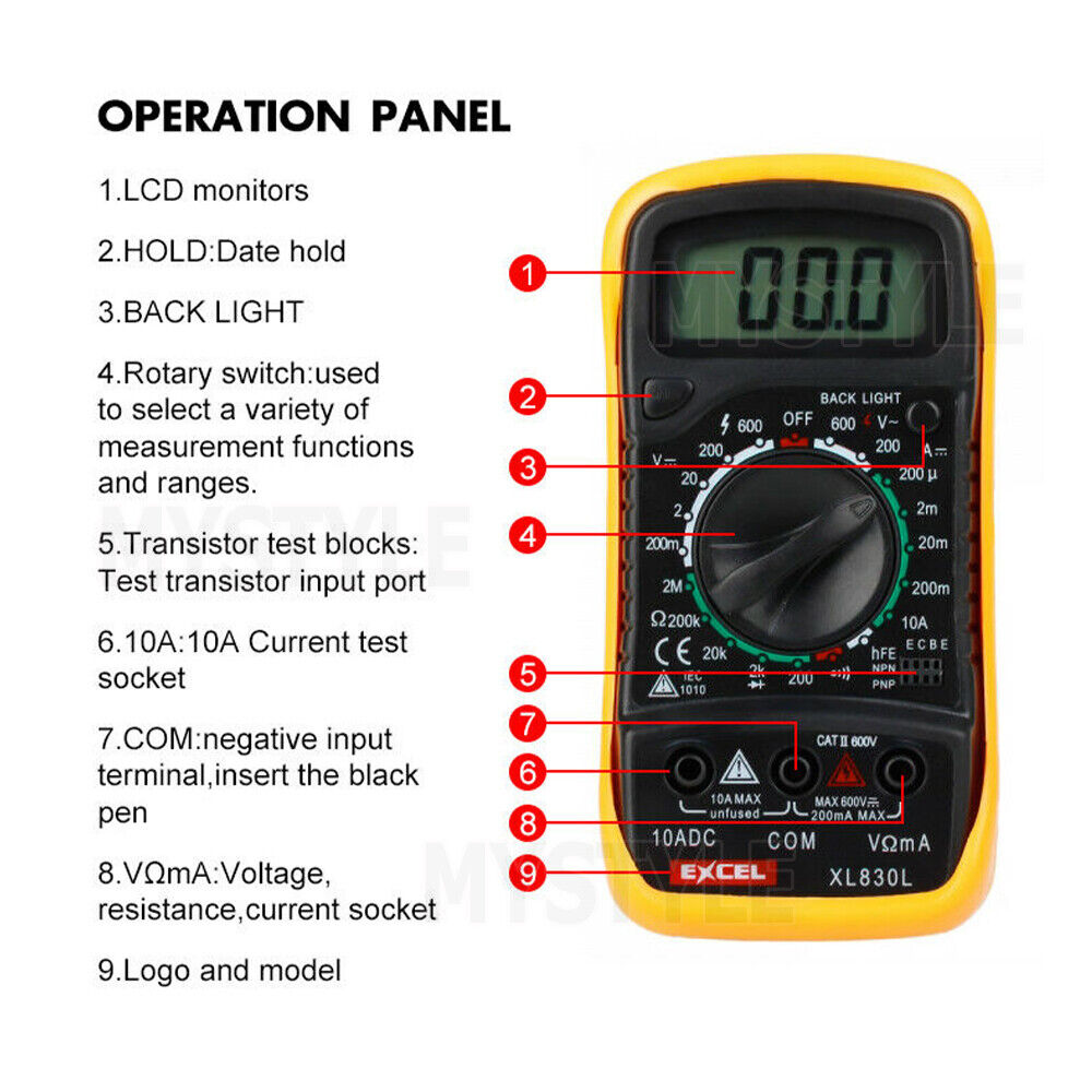 LCD Digital Multimeter AC/DC Electrical Meter Voltmeter Current OHM Multi Tester