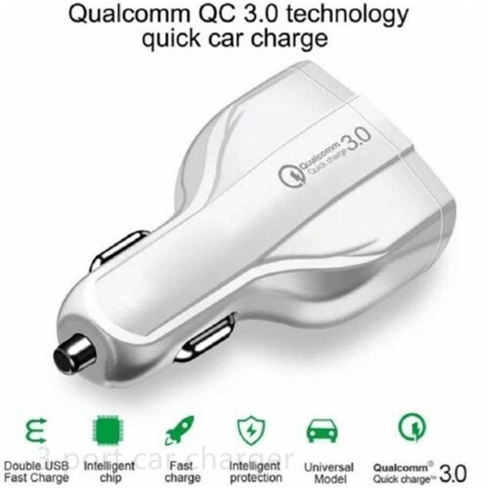 3 Port USB PD Quick Fast Car Charger QC3.0 Adapter Cigarette Lighter Socket