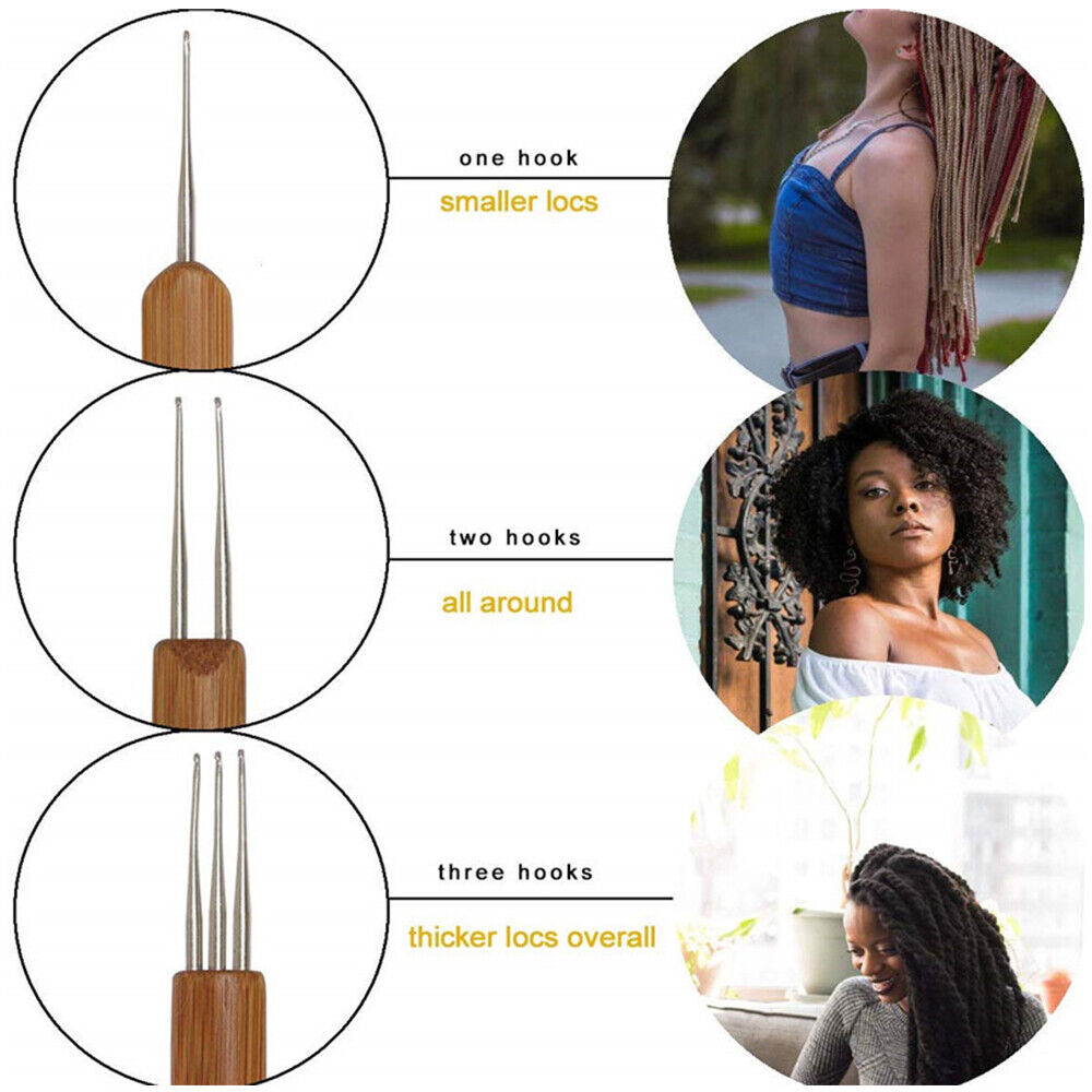 Bamboo Crochet Dreadlock Hook Needle Dread Tool Braiding Hair Maintenance Craft