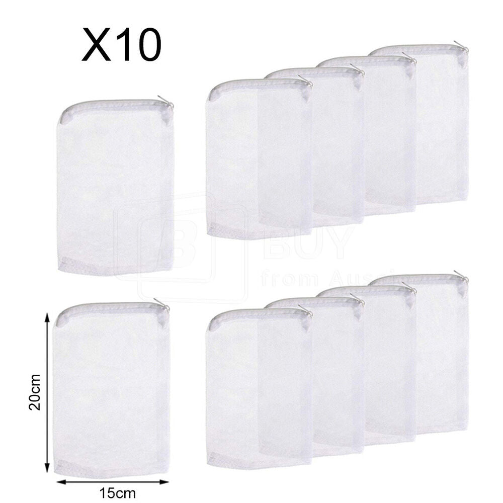 10Pcs Aquarium Filter Bags Fish Tank Bio Ball Media Mesh Storage Bag with Zipper