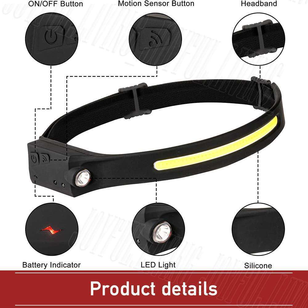 3x Waterproof COB Headlamp Night Buddy LED Motion Sensor Head Torch Headlight