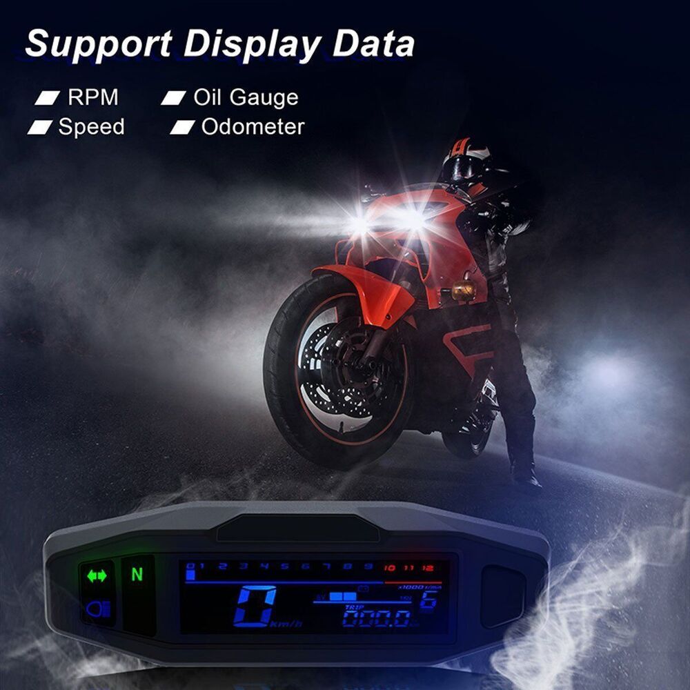 Universal LCD Digital Motorcycle Meter Speedometer Digital Odo-meter Electric