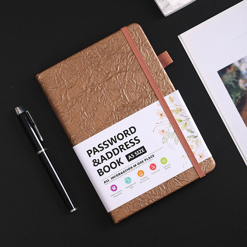 B6 Password Book with Tabs Address and Password Organizer Notebook Leather