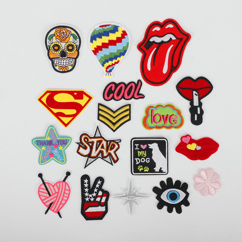 32x Iron On Patches No Sewing Embroidered Cartoon Patches Clothes Jeans Decor