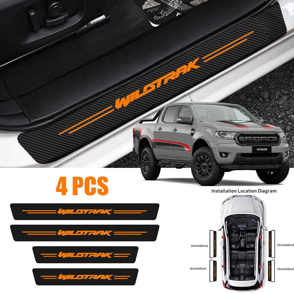 4X For Ford Ranger Wildtrak Door Plate Sill Protector Anti Scratch Decal Sticker