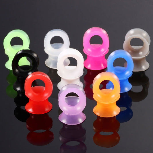 1 pair Soft Silicone Ear Tunnels Plugs Flexible Stretcher Taper Piercing Earrings