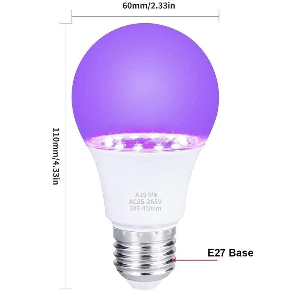 4pcs E27 UV Black Light Bulb LED Blacklight Flood Light Bulb Fluorescent Poster 9W15W