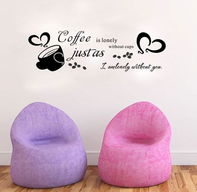 Wall Stickers Removable Coffee is lonely Living Room Decal Picture Art Romantic