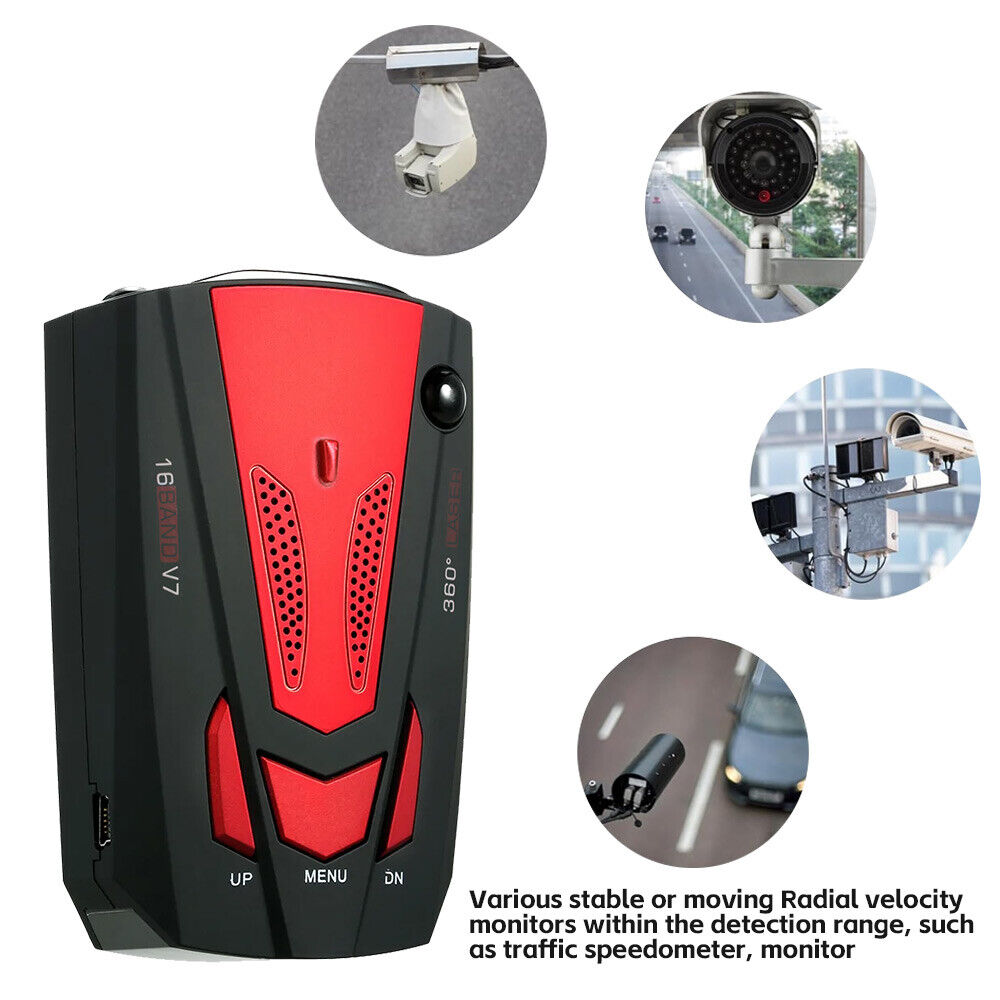 360° Car GPS Speed Radar Detectors 12V Voice Camera Alert Warning Speedometer