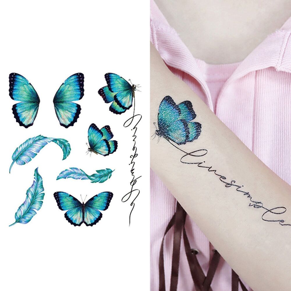 2x Glitter Butterfly Tattoo Gems Jewels Waterproof Face Body Art Stickers Party