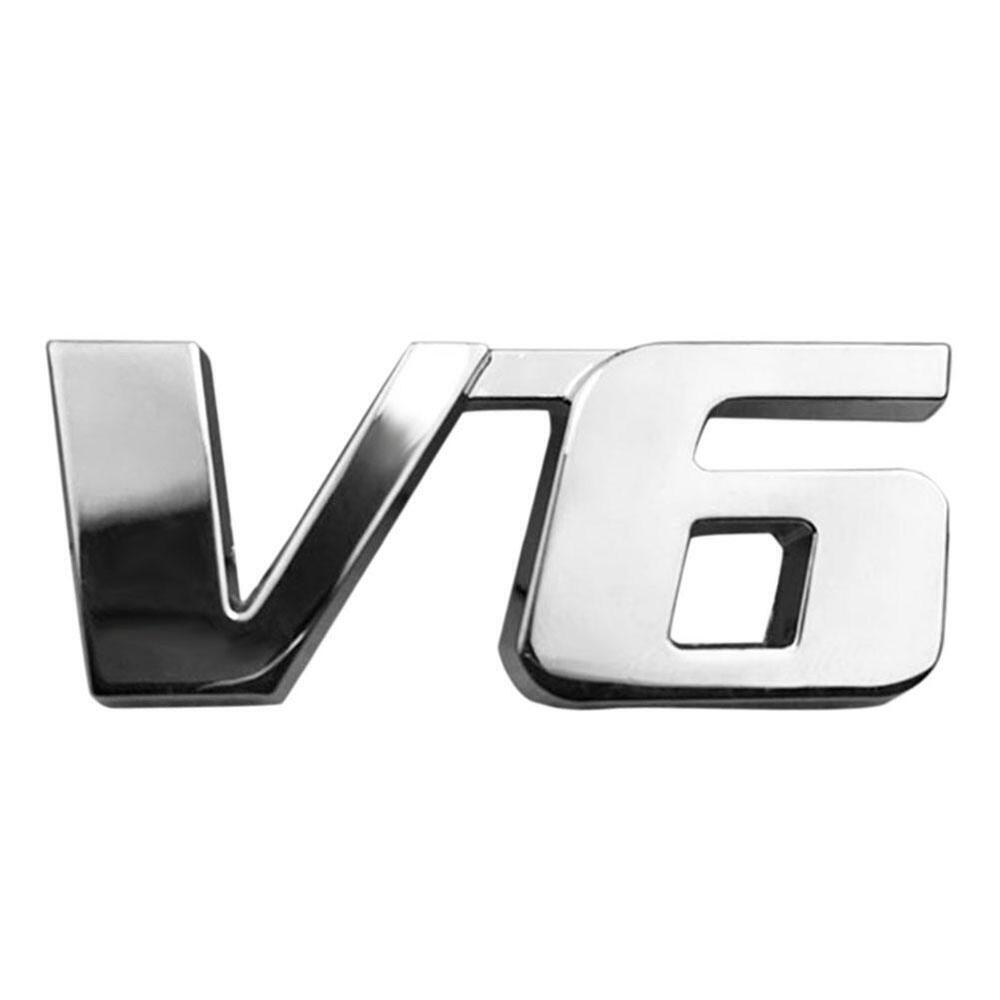 3D Chrome Metal V6 Car Auto Tailgate Sticker Trunk Lid Emblem Badge Decal