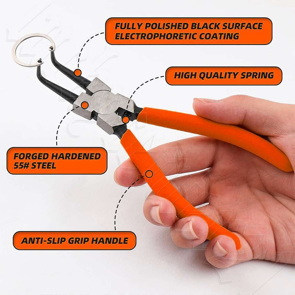 4-Piece 7" Circlip Pliers Set Internal/External Bent/Straight Snap Ring Remover