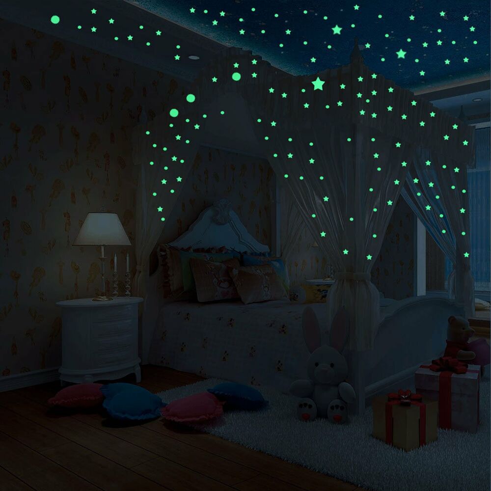 407pcs Dot Luminous Star Wall Stickers Home Room Decor Glow In The Dark Decal