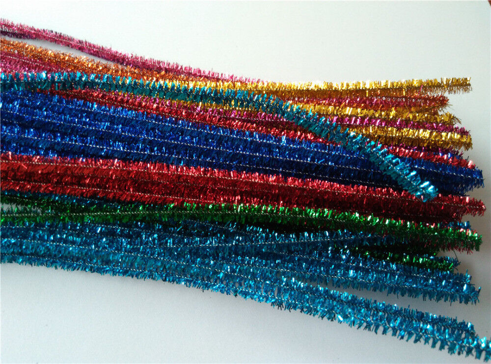 Glitter Chenille Sticks Infused Pipe Cleaners Stems 30cm craft Asst Colours