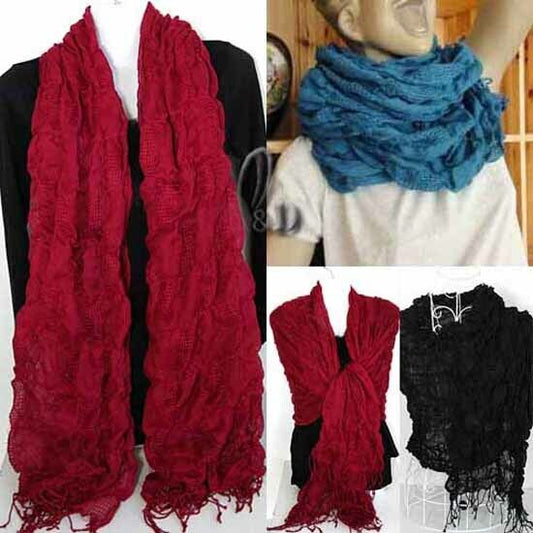 WINTER WARMER KNITTED PLEATED BUBBLE WRAP SCARF/SHAWL SC020