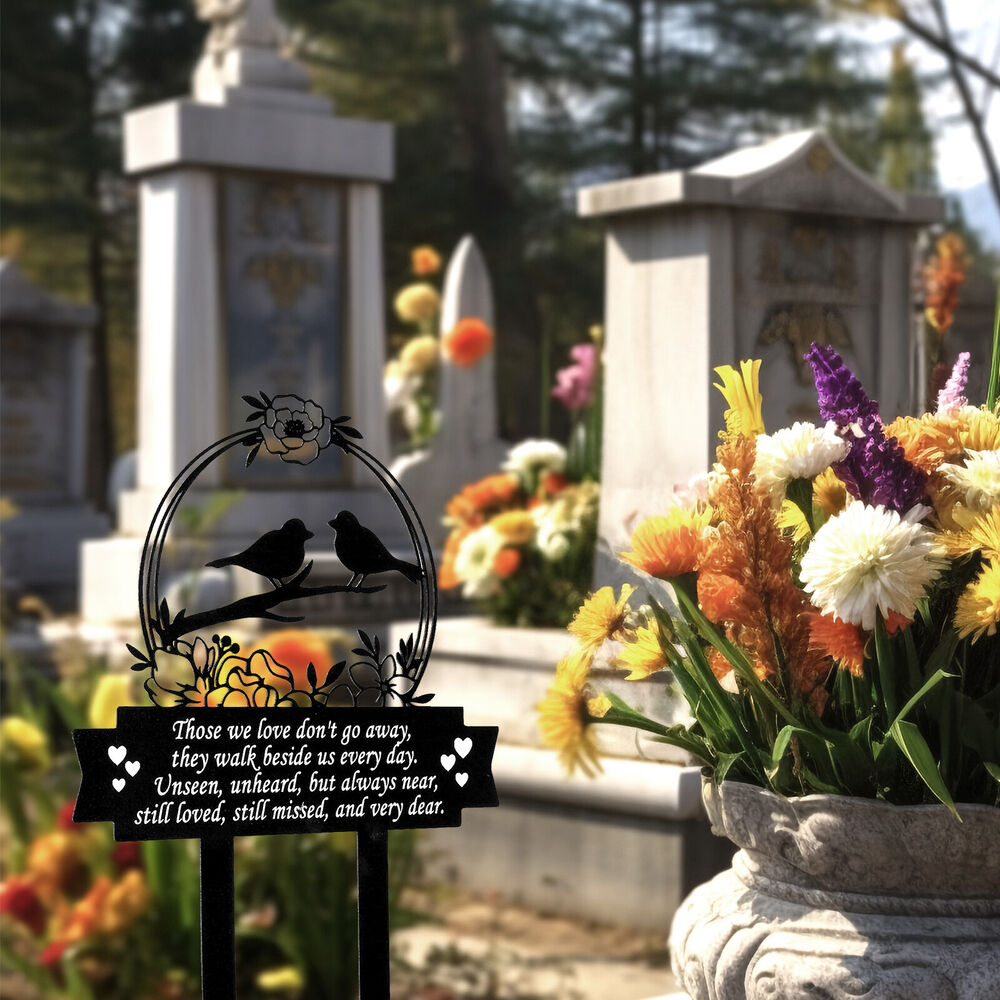 Memorial Stakes Rust-proof Metal Memorial Grave Markers Sympathy Bird