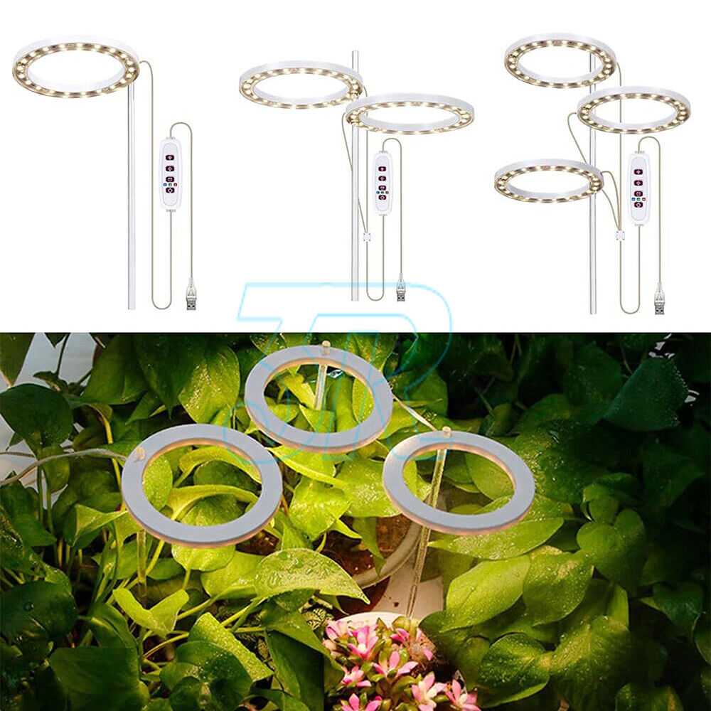 2x LED Plant Halo Light USB Ring Grow Light Lamp Angel Phytolamp Indoor Plant