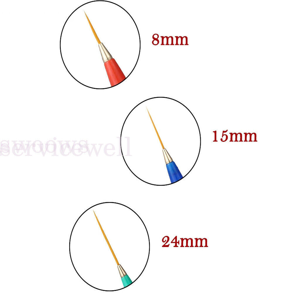 3/5Pc Acrylic Nail Art Liner Pen UV Gel Painting Drawing Brush Manicure Tool Kit