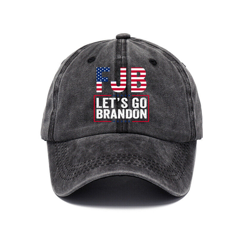 Men Let's Go Brandon Embroidered Adjustable Trump Baseball Cap Hat Flag Banner