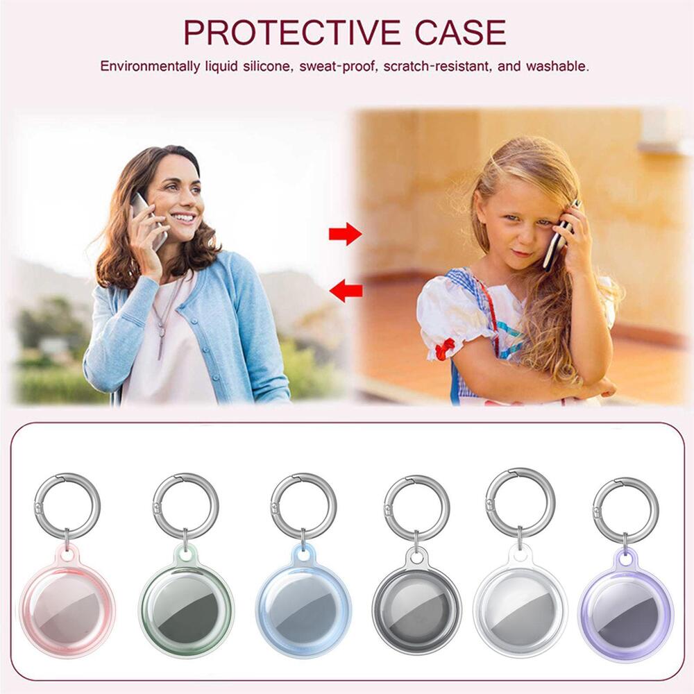 For Apple AirTag Protective Silicone Shell Skin Loop Holder Carry Case U5D1