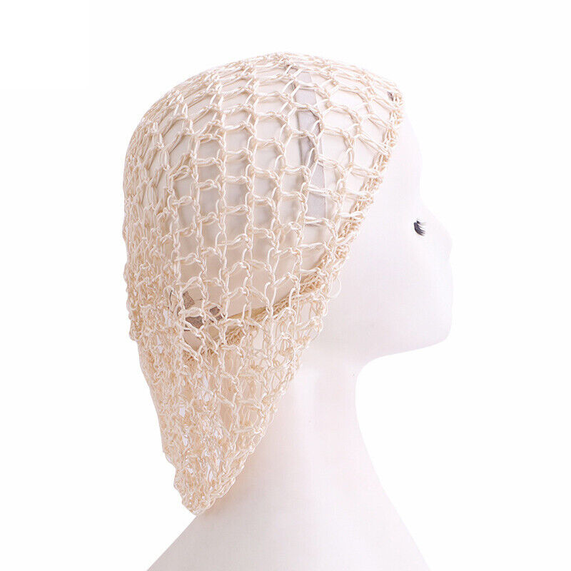 Womens Mesh Hair Net Crochet Cap Solid Hairnet Snood Sleeping Turban Hat Vintage