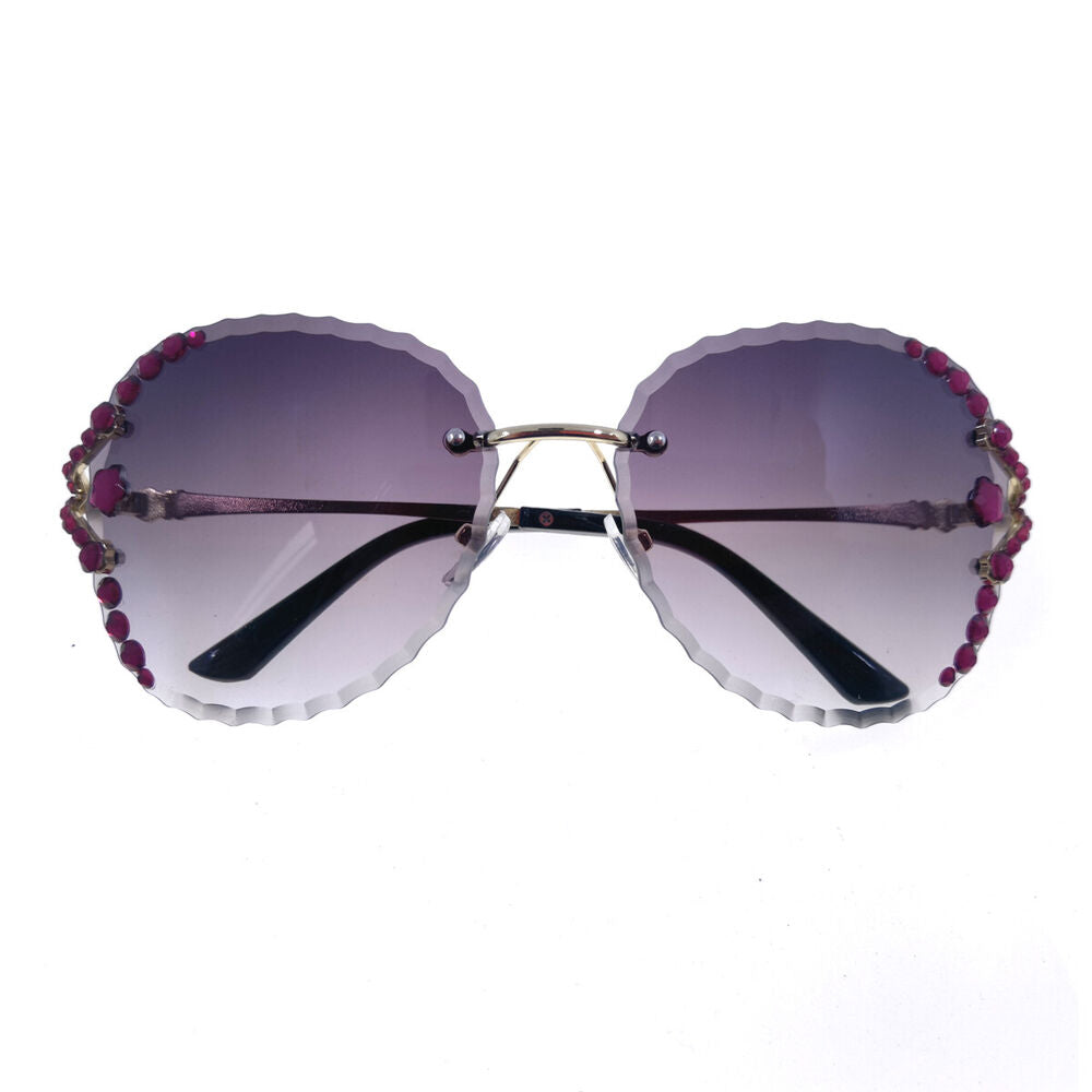 Luxury Oversized Rimless Bling Rhinestone Square Sunglasses Women Fashion Shades