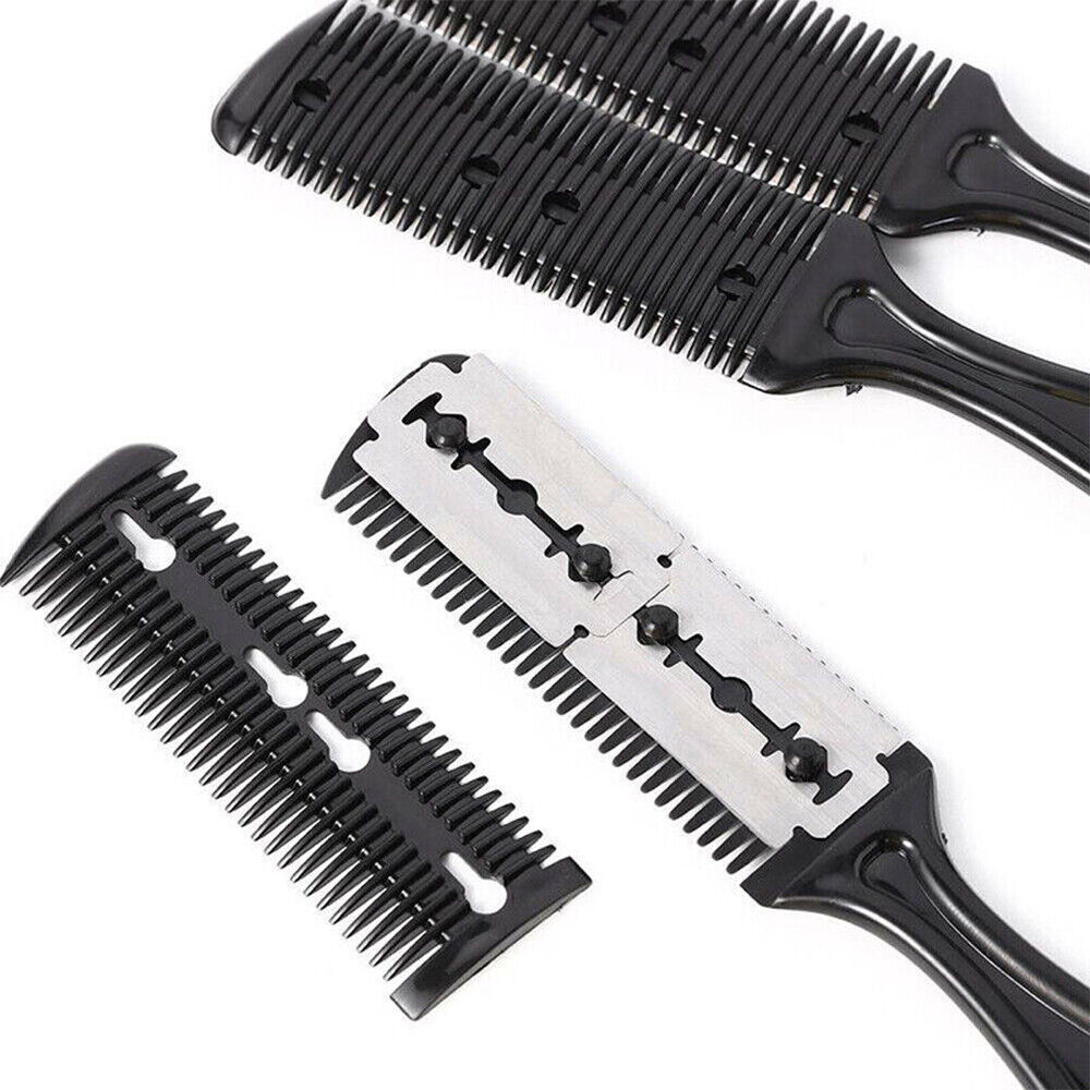 3Pcs Hair Thinning Cutting Trimmer Razor Comb with Blades Hair Cutter Comb Tools