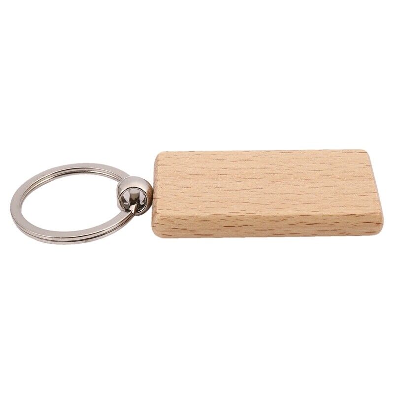 10pcs Blank Rectangle Wooden Key Chain DIY Wood Keyrings Key Tags Friends Gifts