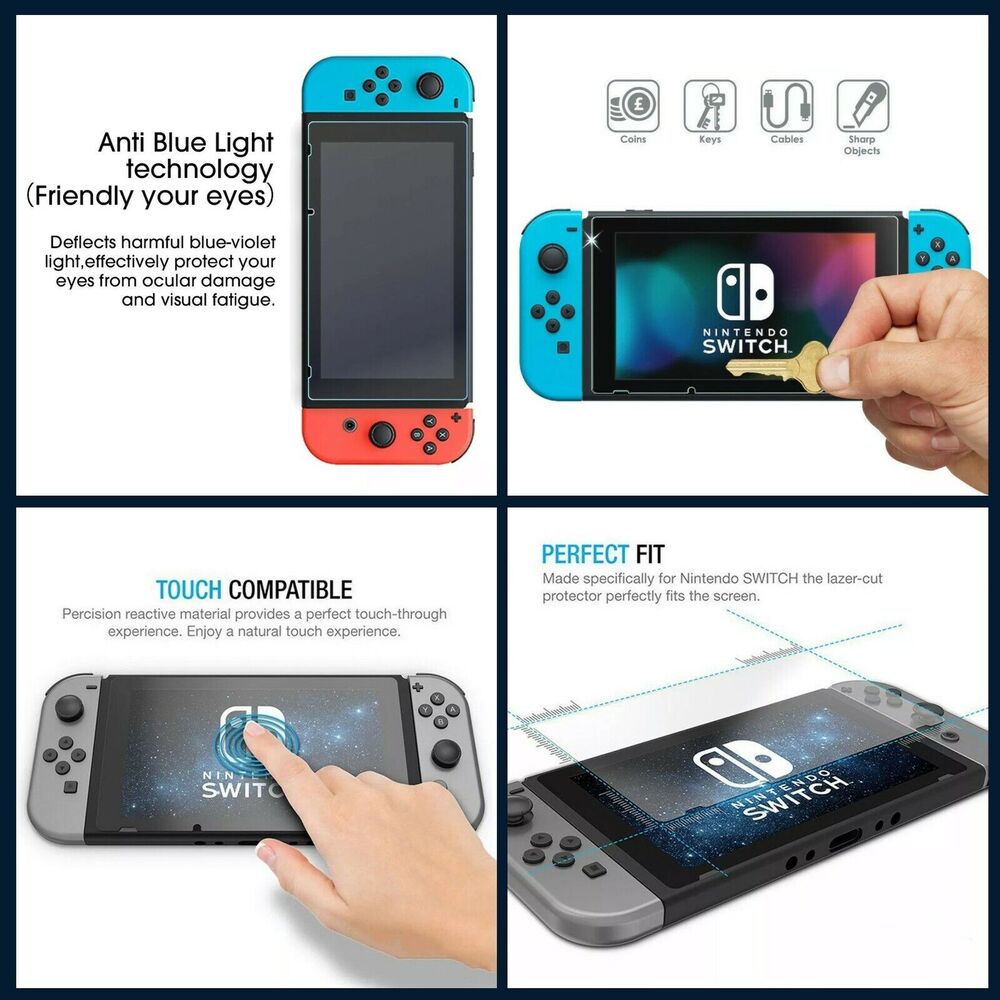 2x For Nintendo Switch Screen Protector 9H Full Cover Tempered Glass