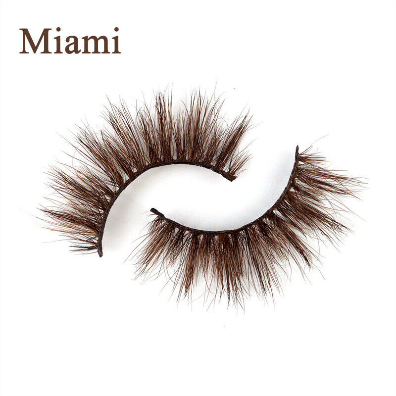 3D Mink Fake Lashes Natural Brown False Colored Eyelashes Thick Long Wispies